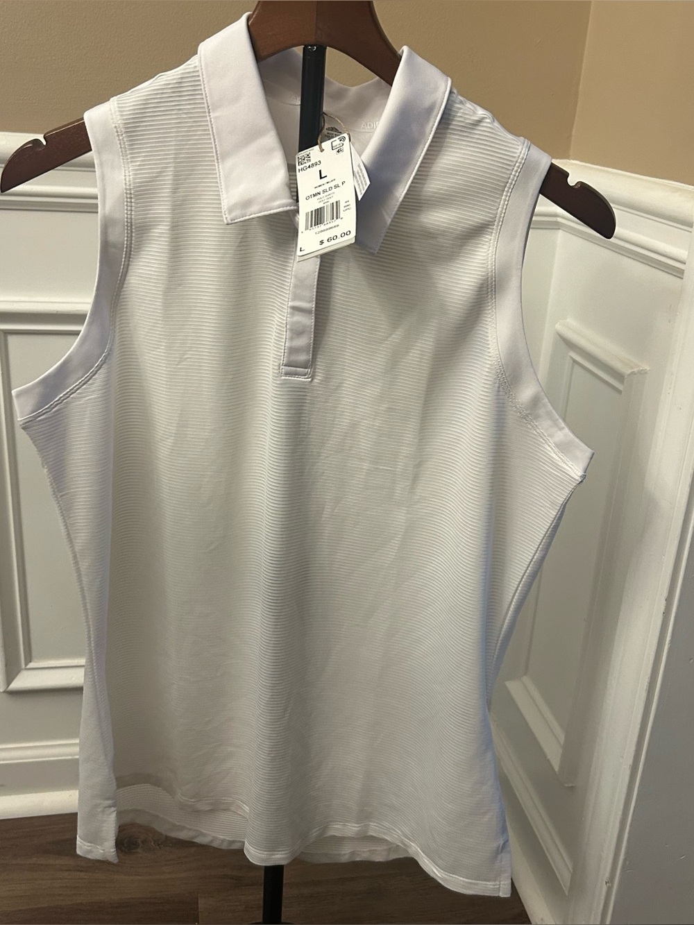 adidas Women's Standard Sleeveless Polo Shirt, White, Large New